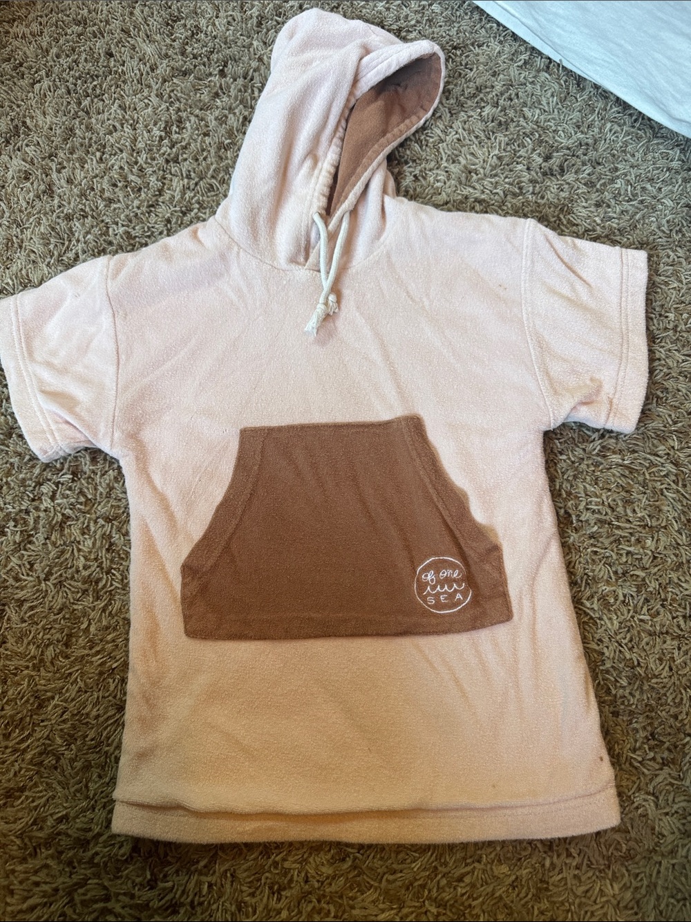 Kids' Pink Hooded Swim Coverup with Brown Pocket - of One Sea